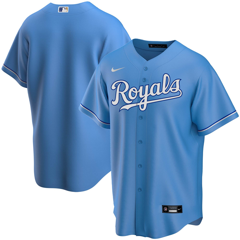 2020 MLB Men Kansas City Royals Nike Light Blue Alternate 2020 Replica Team Jersey 1->kansas city royals->MLB Jersey